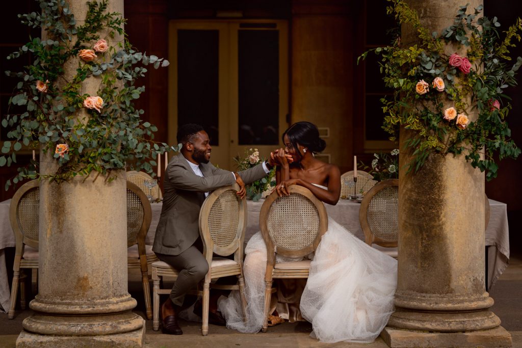 Wedding couple kissing