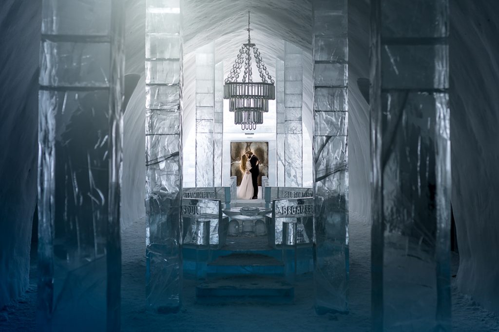 Wedding couple in Ice Hotel