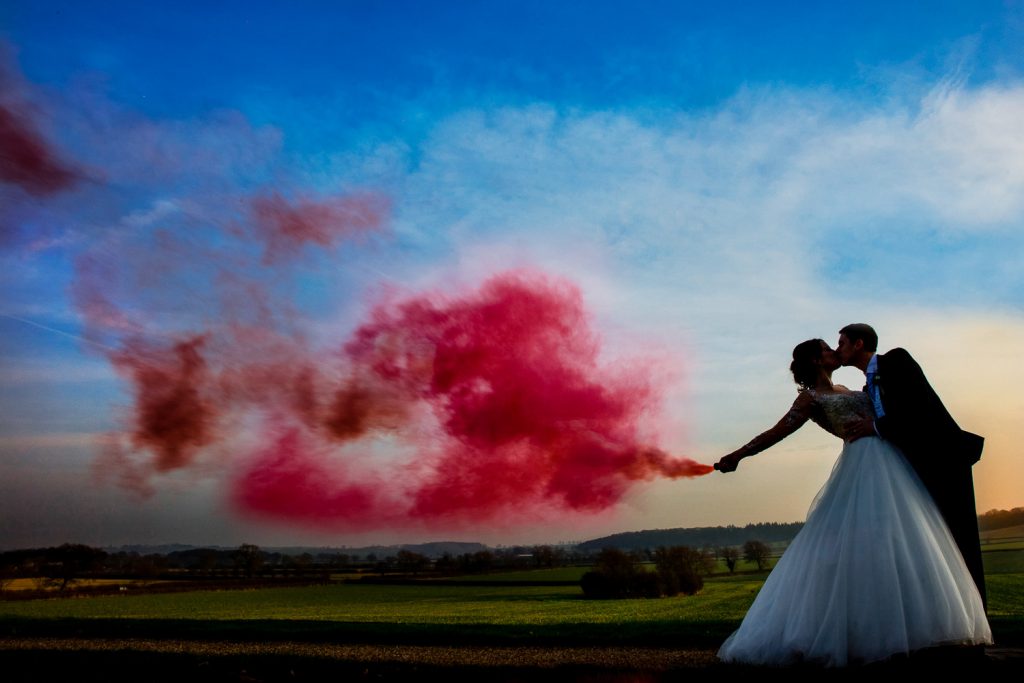 Smoke bomb used at a wedding