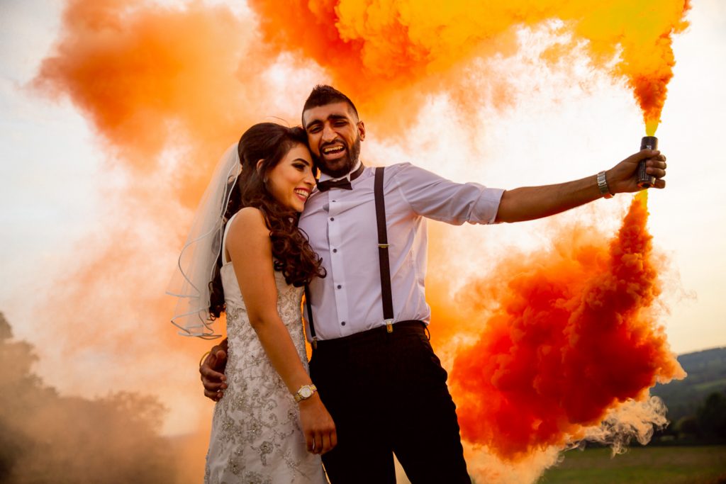 Smoke bomb used at a wedding