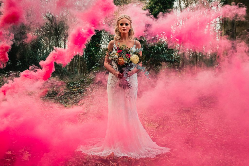 Smoke bomb used at a wedding