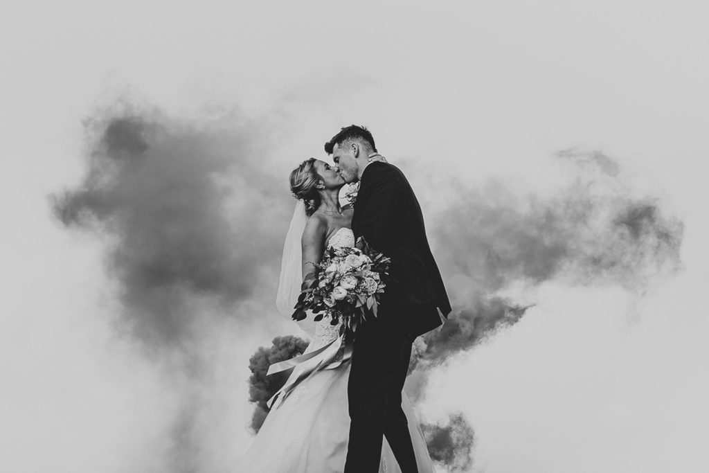 Smoke bomb used at a wedding