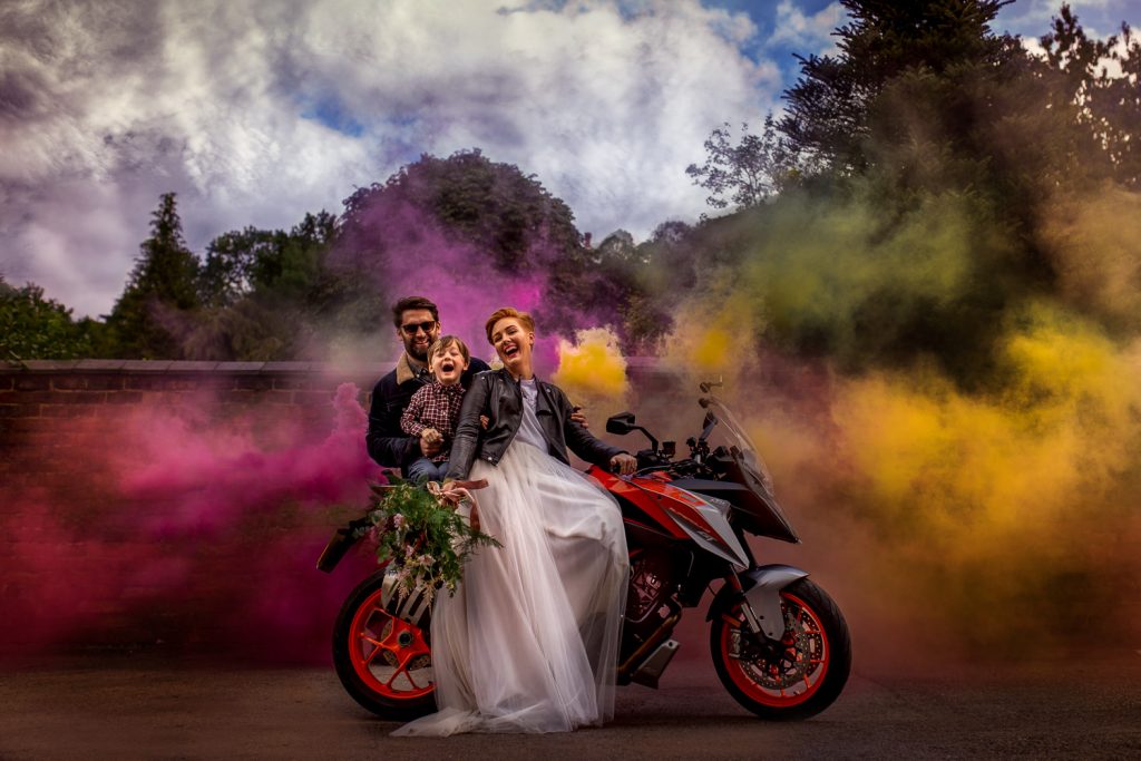 Smoke bomb used at a wedding