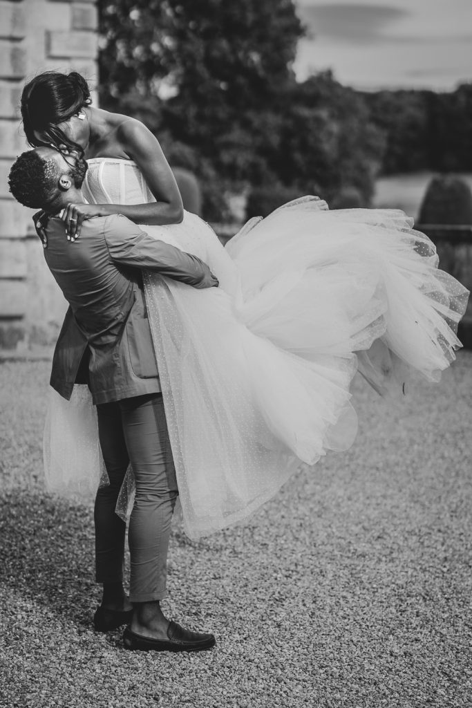 Wedding couple kissing