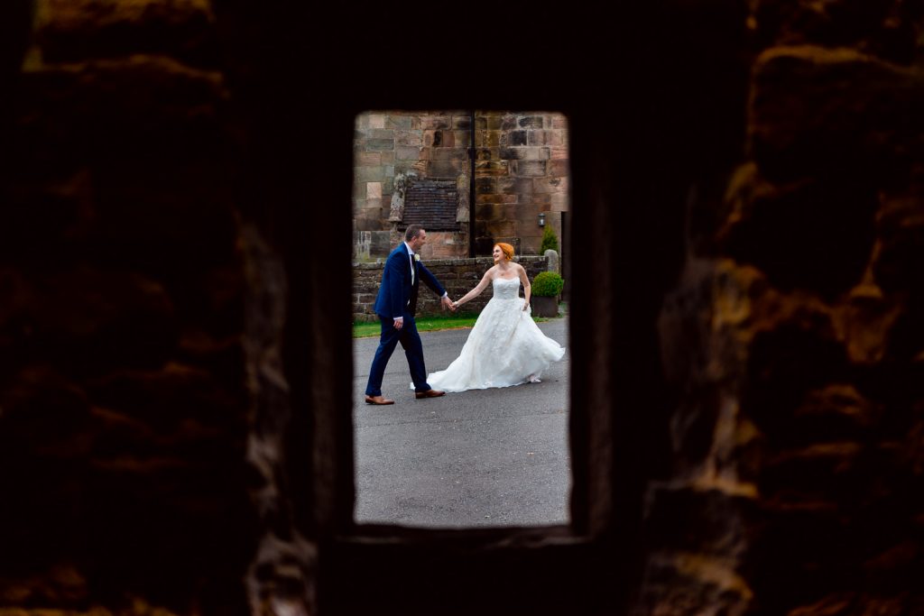 Wedding couple at The Ashes Barns