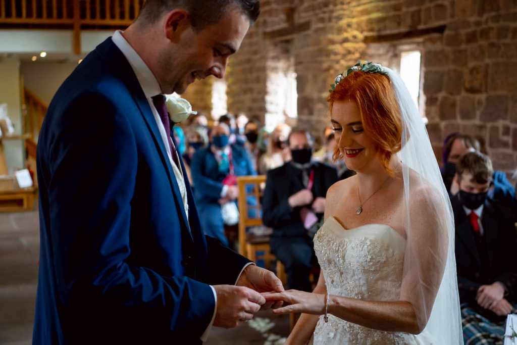 Wedding couple with rings