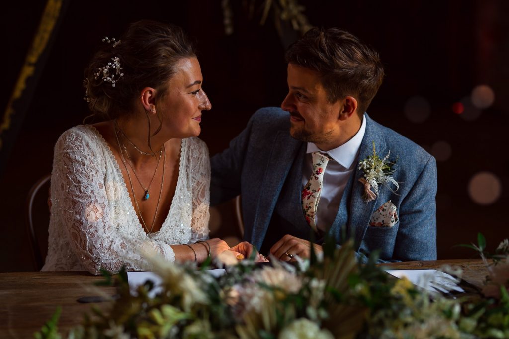 Wedding couple at Shustoke Barns