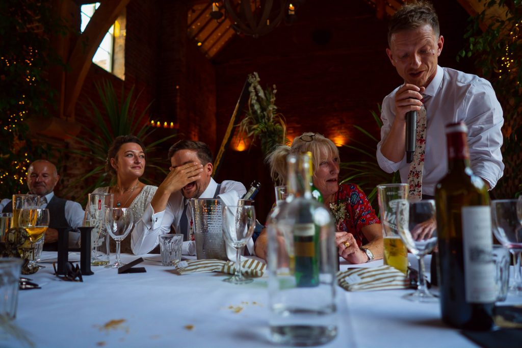 Wedding couple at Shustoke Barns