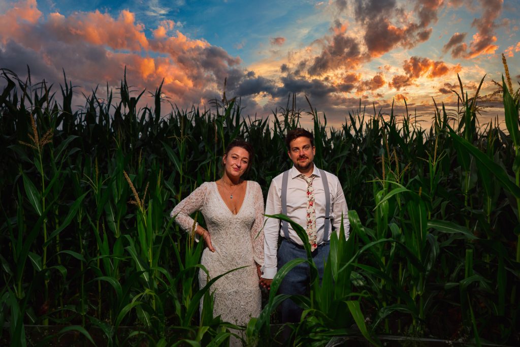 Wedding couple at Shustoke Barns