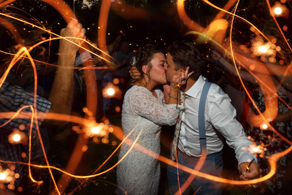 Sparklers at wedding