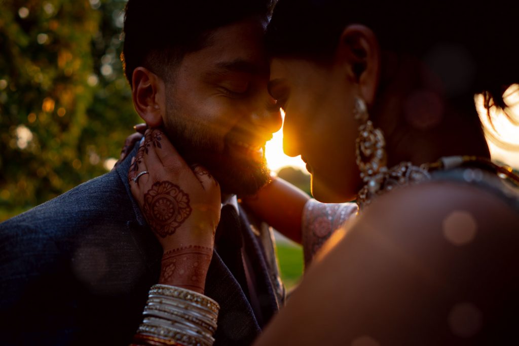 Indian wedding portraits in sunset