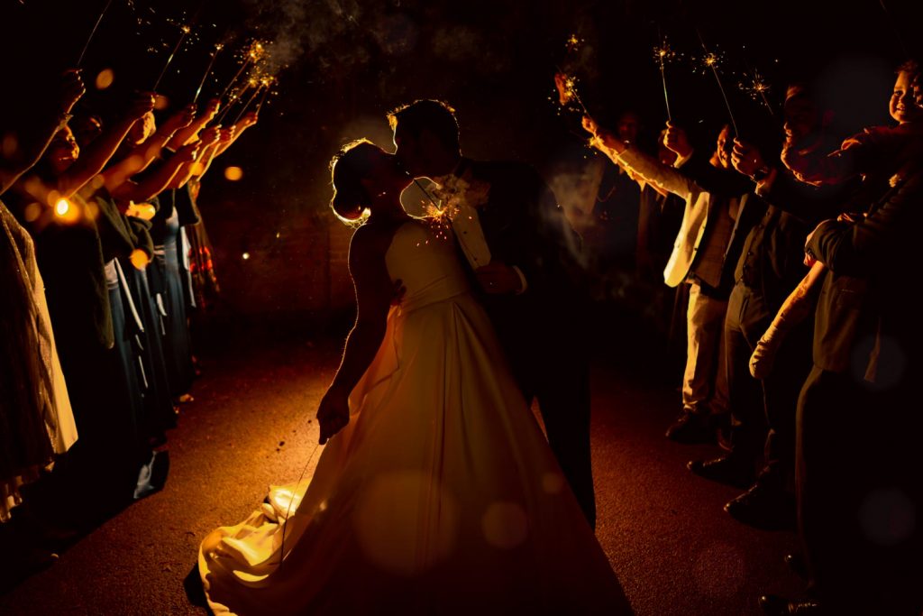Sparklers at a wedding