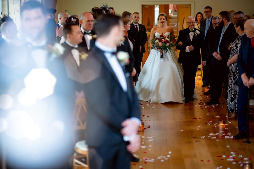 Bride walking down aisle