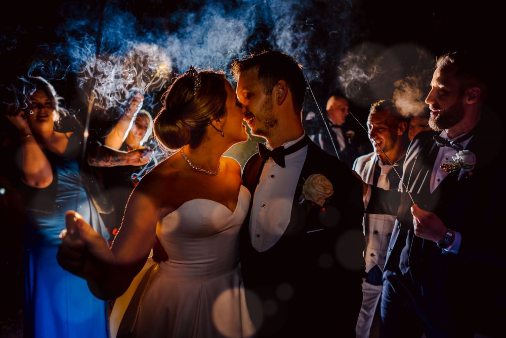 Sparkler tunnel at wedding