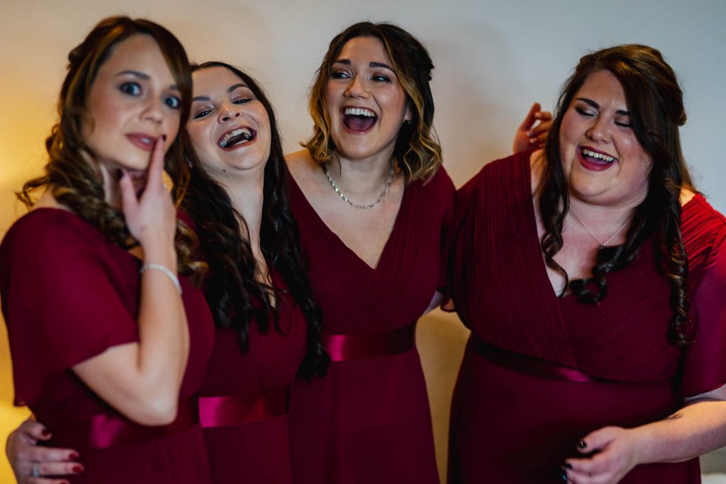 bridesmaids laughing