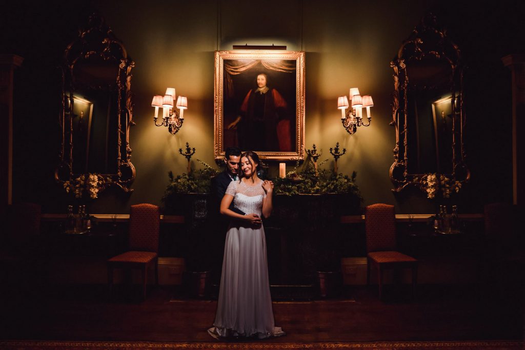 wedding couple in stately home