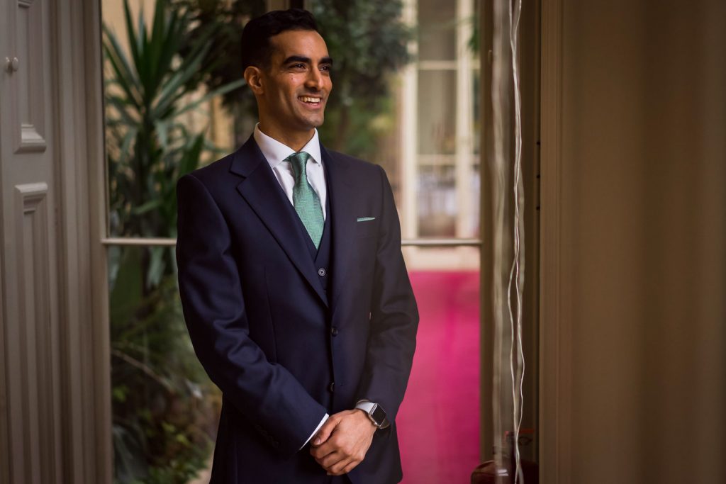 Groom getting ready