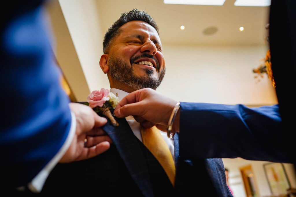 Groom getting ready