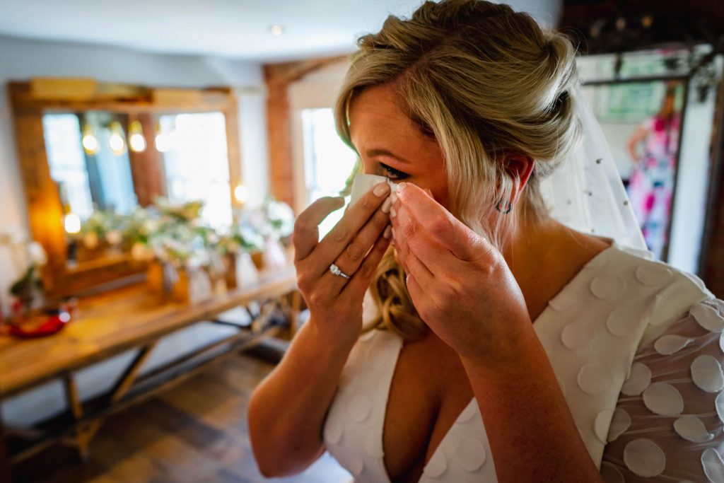 Bride crying