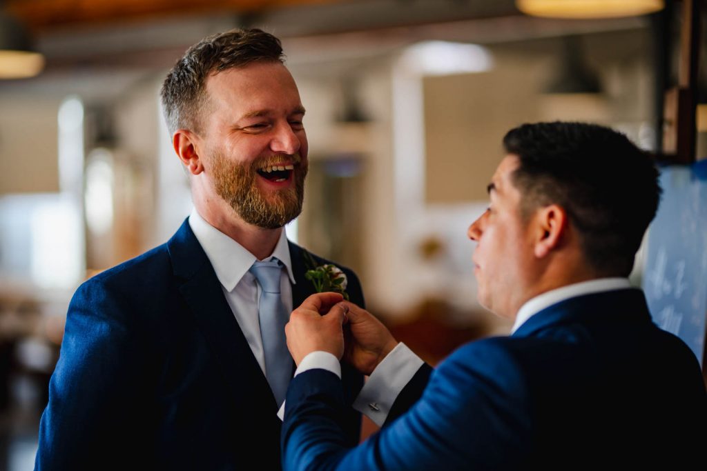 Groom getting ready