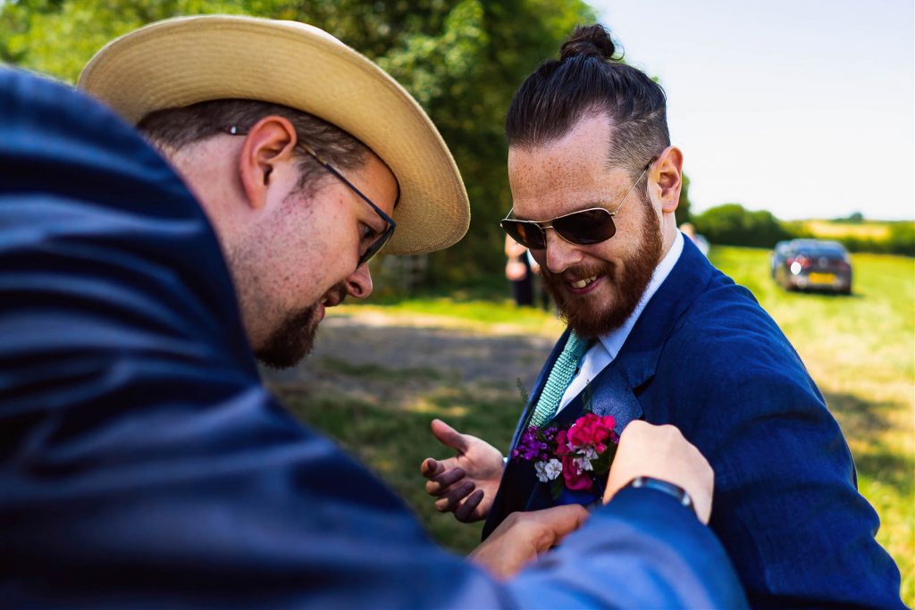 Groom getting ready