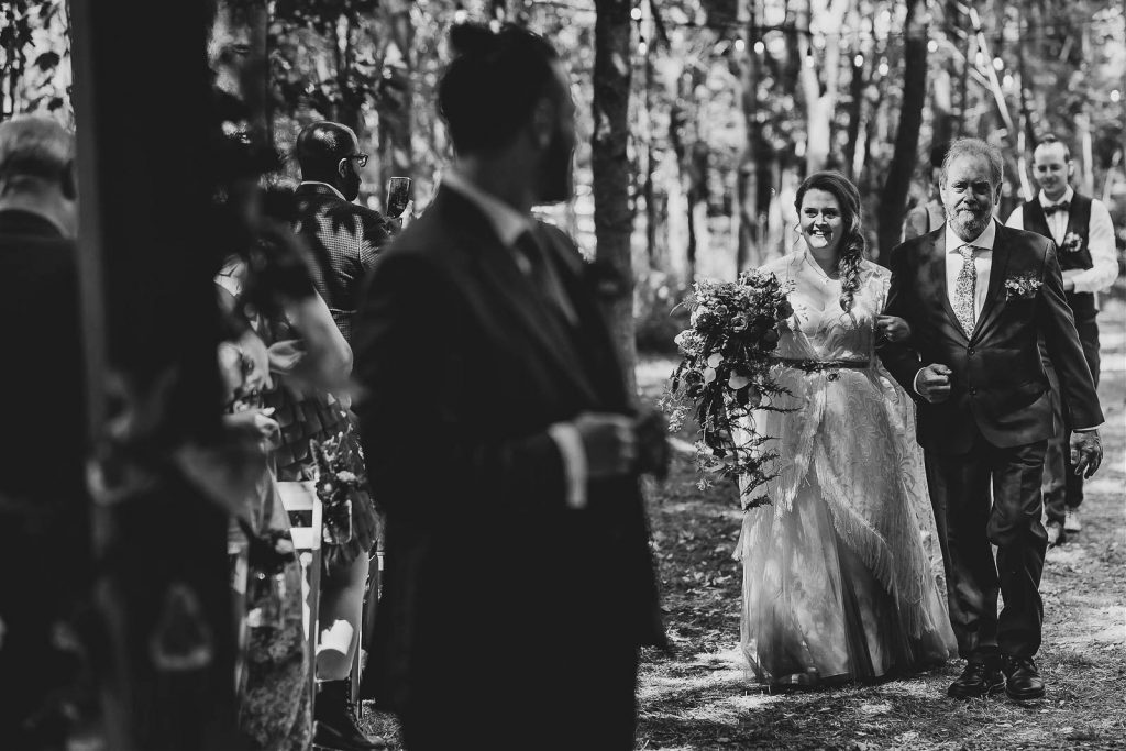 Bride coming down aisle