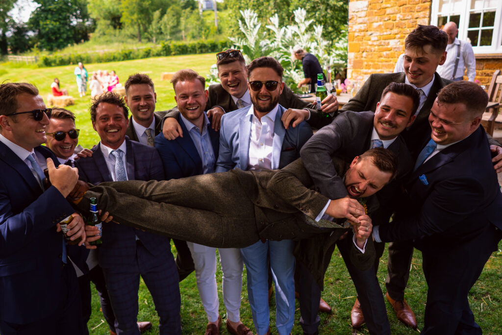 Groom with lads