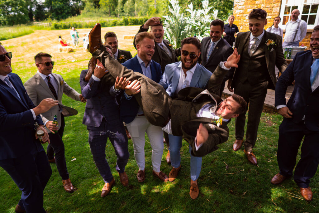 Groom with lads
