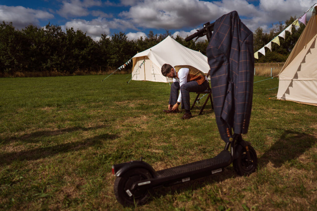 Groom getting ready