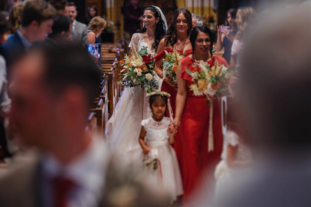 Bride walks to the alter