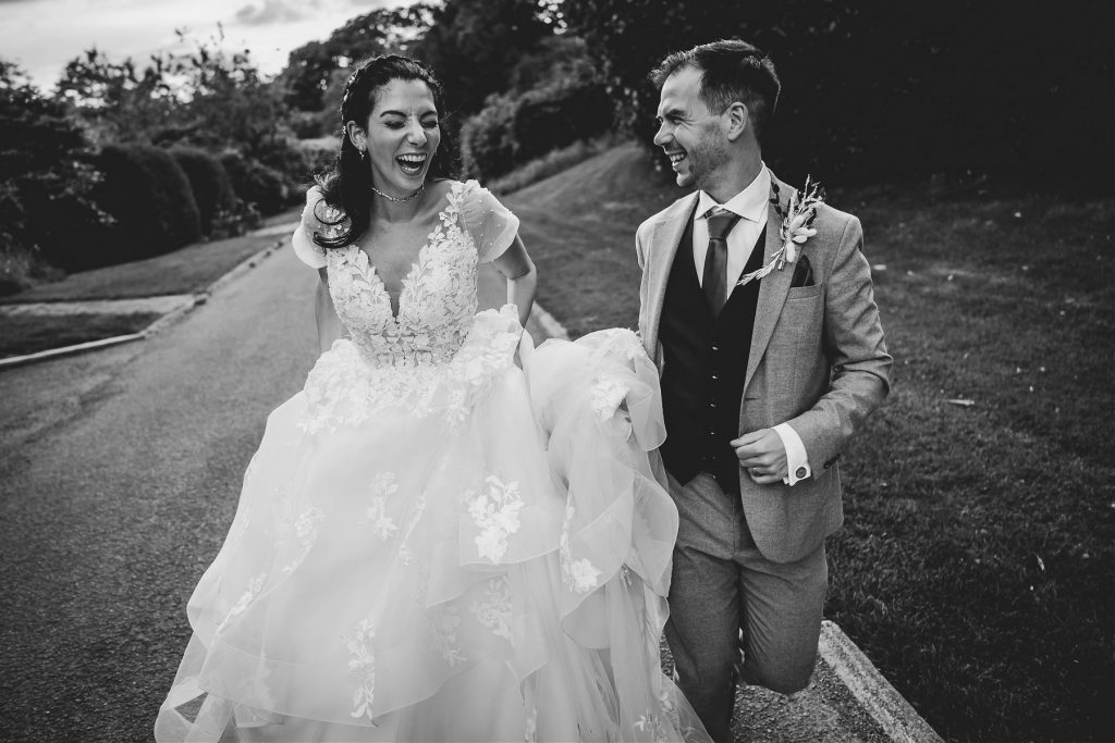 Bride and groom at Foxtail Barns