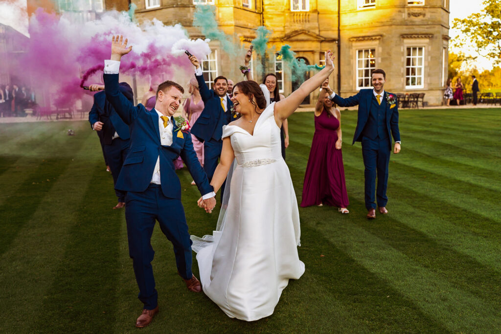 Smoke bombs at wedding