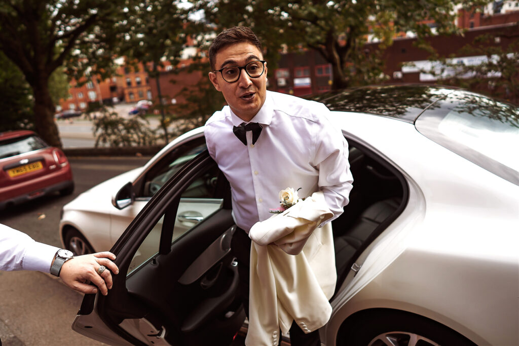 Groom getting ready