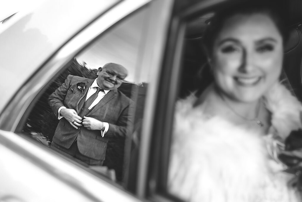 Bride arriving with dad