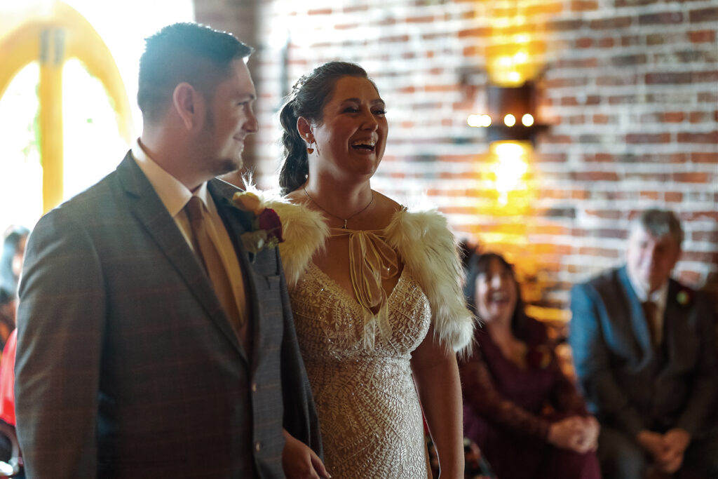 Bride laughing