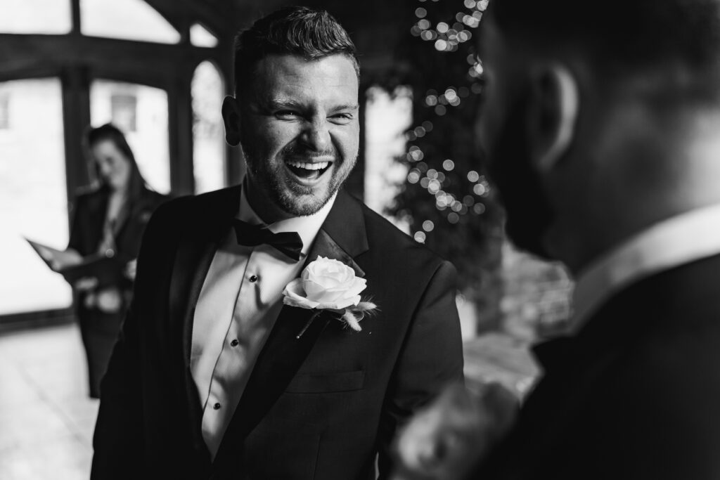 Groom laughing