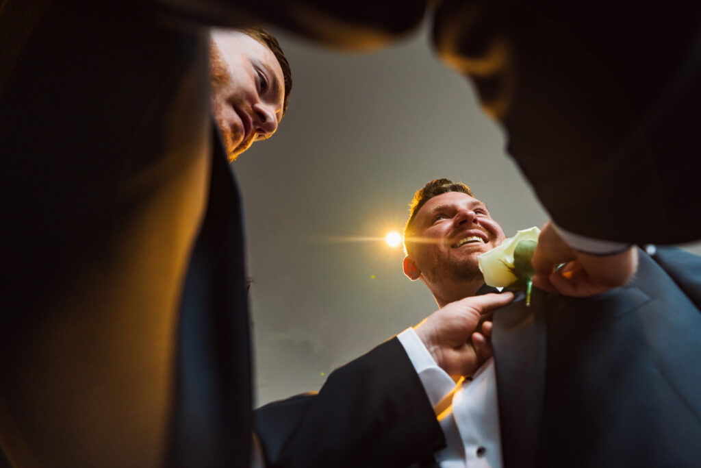 Groom getting ready