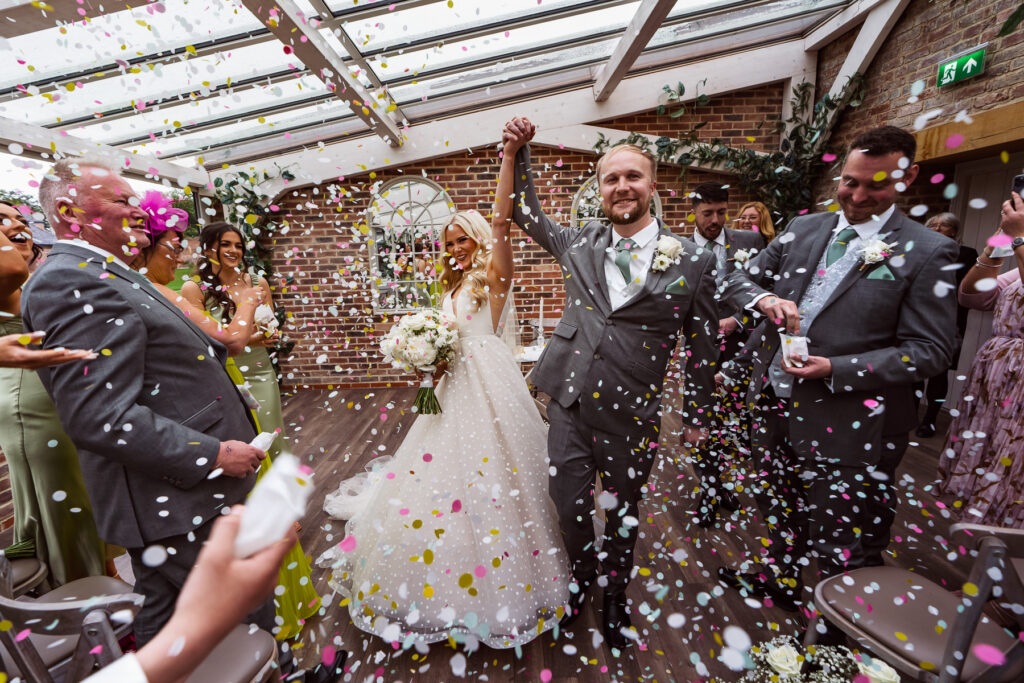 Wedding ceremony with confetti