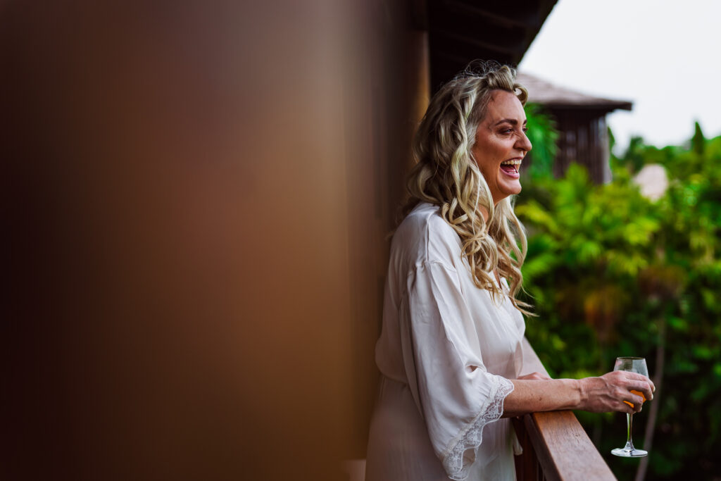 Bride laughing