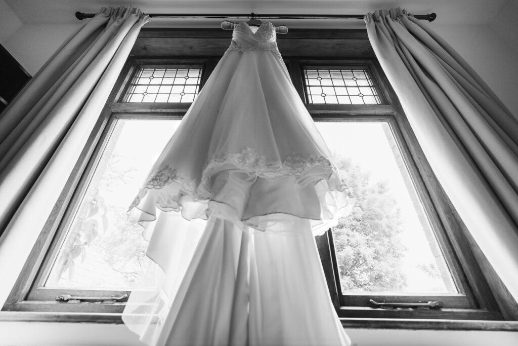 Wedding dress hanging