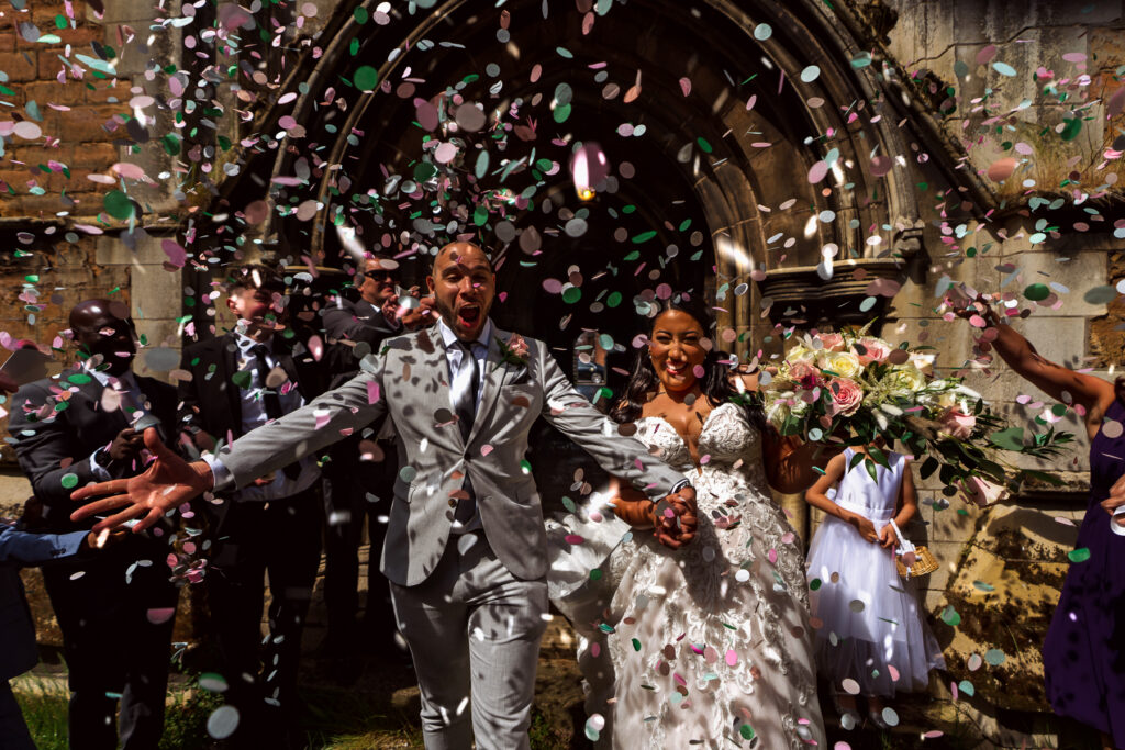 Confetti at wedding