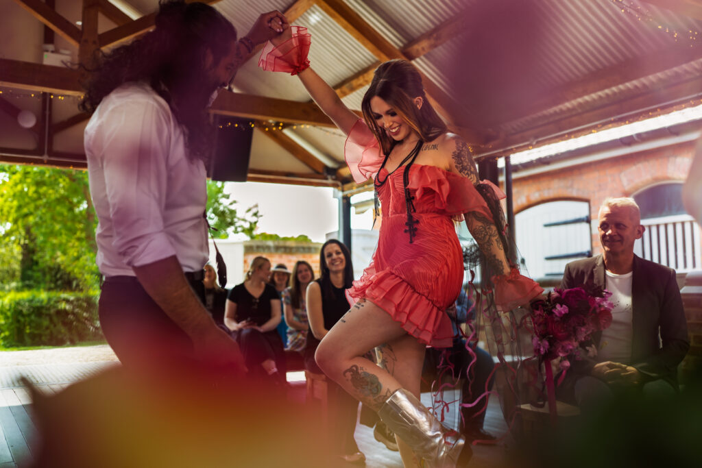 Boho Wedding Photography bride dancing at Prestwold Hall