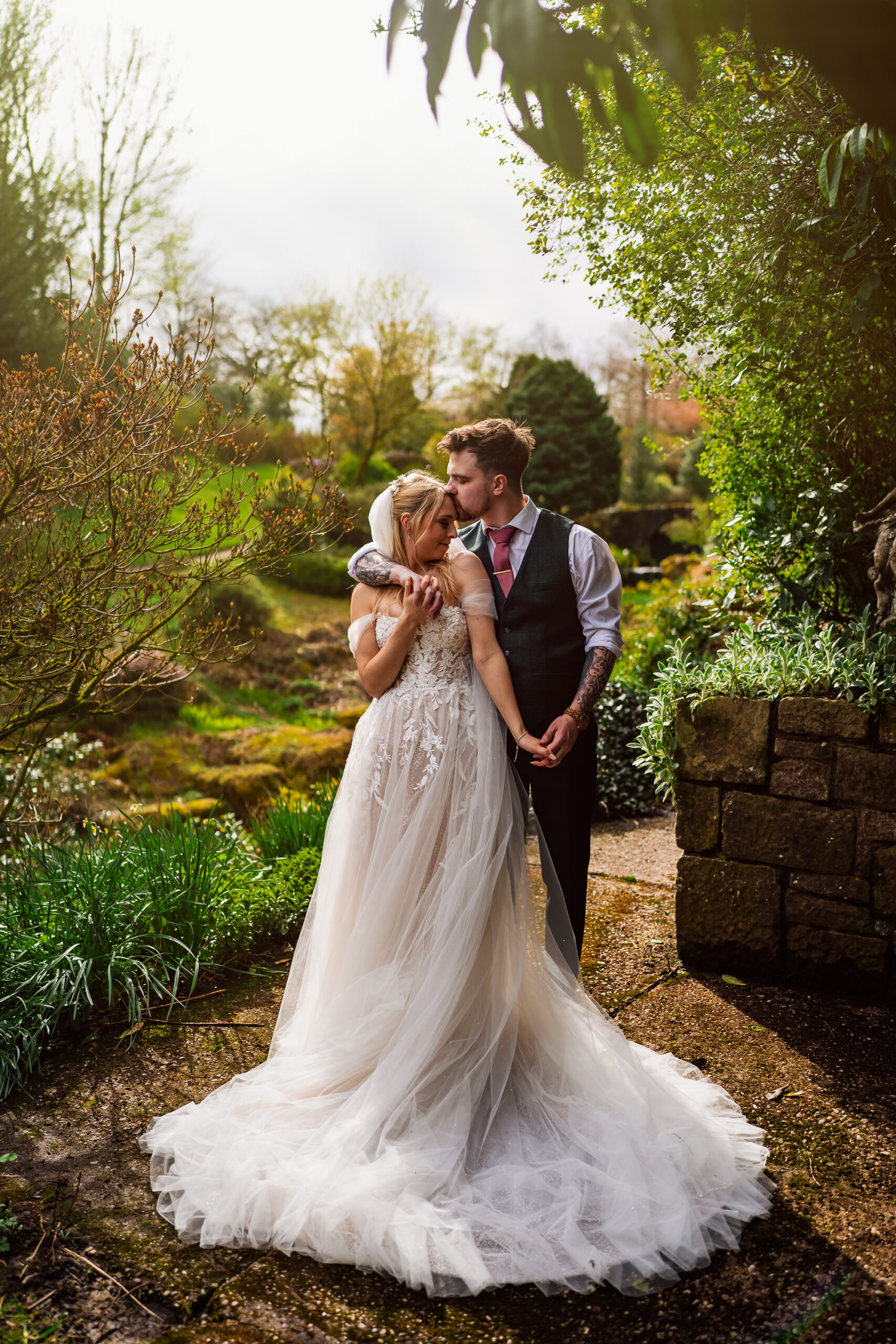 Wedding couple in grounds of venue