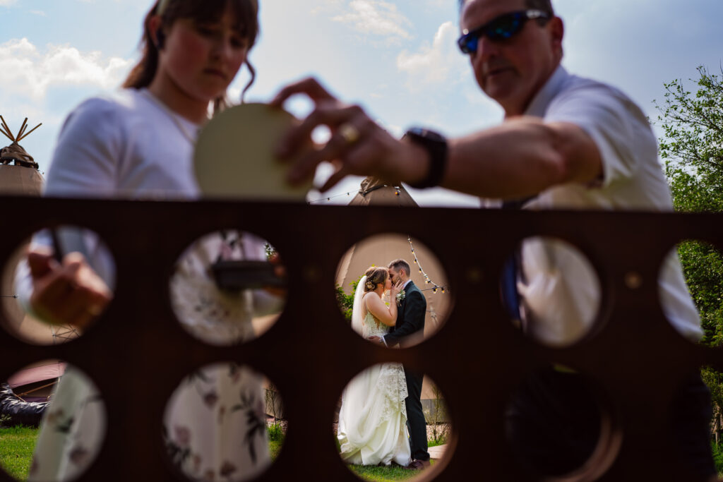 Birmingham wedding photography of couple playing a game